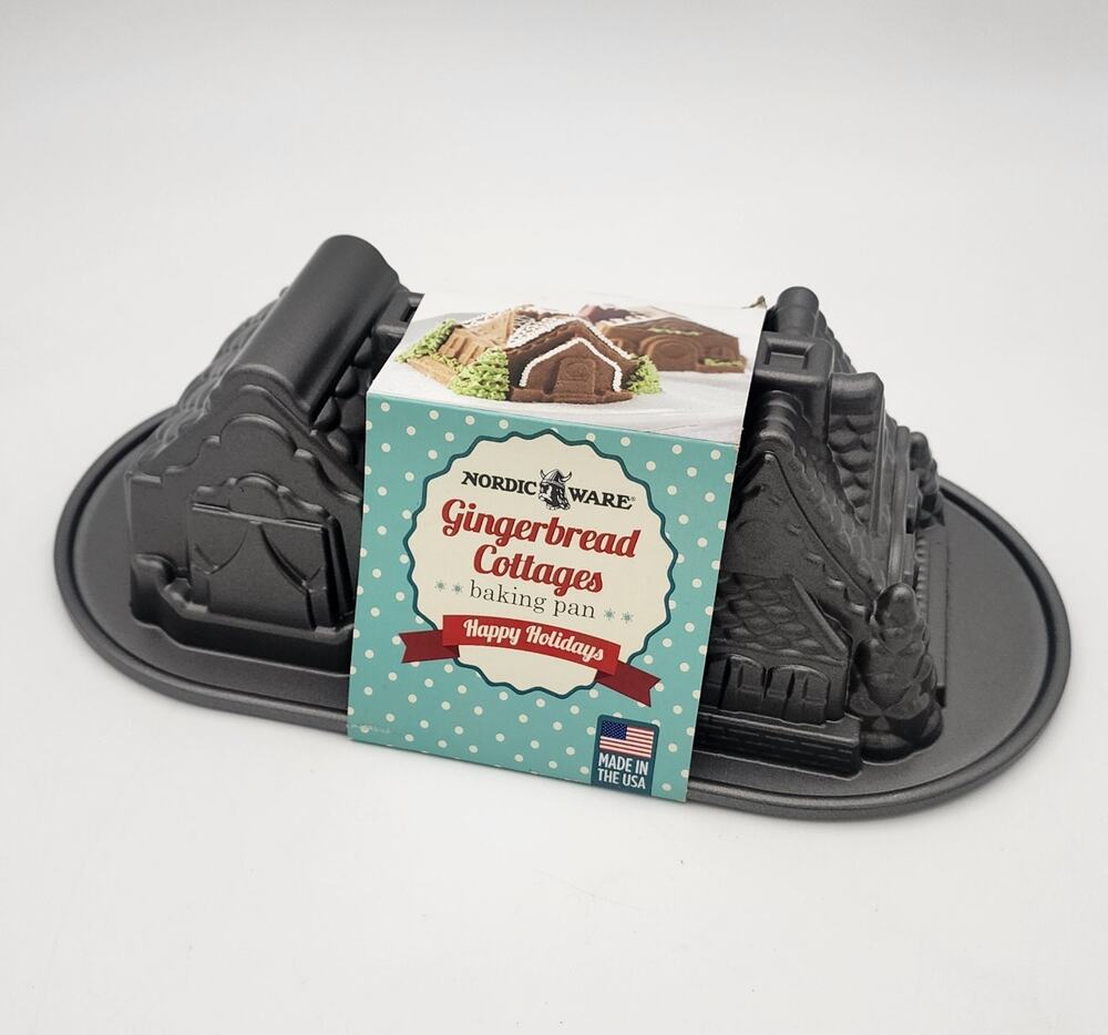 Nordic Ware Mini Gingerbread House Cottage Duet Baking Pan Mold 5 Cup - New